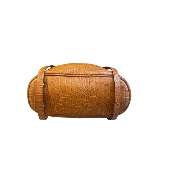 Patricia Nash Albi Brown Leather Croc-Embossed Convertible Tote/Backpack Bag - Picture 6 of 12